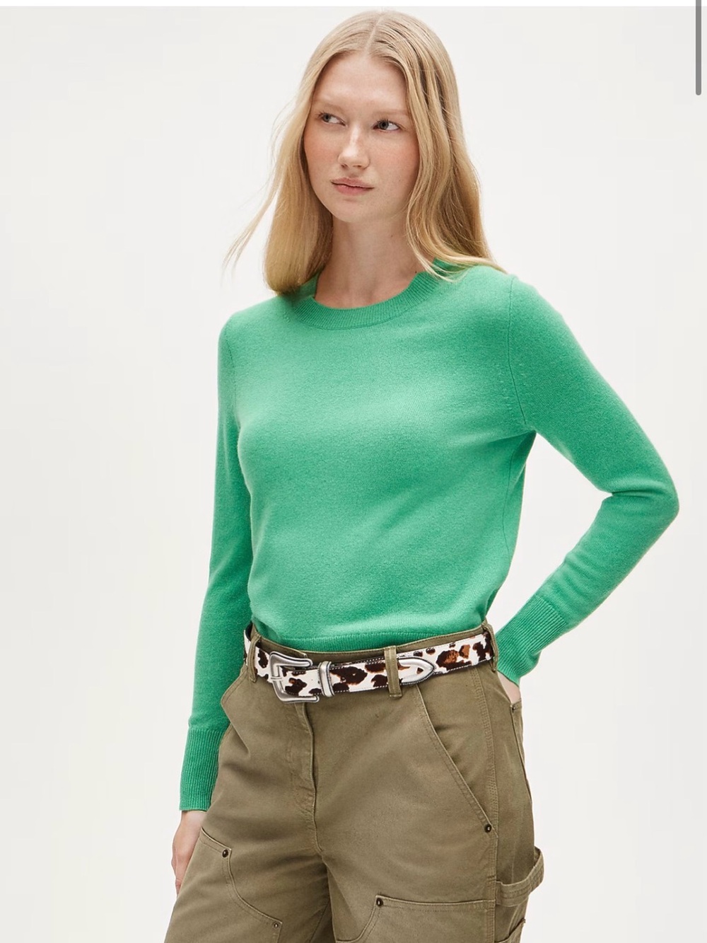 J. Crew Women's Classic Fit Cashmere Crewneck Sweater in Kelly Green